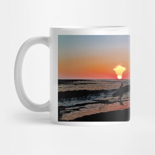 Silhouette of Surfer on Beach Mug